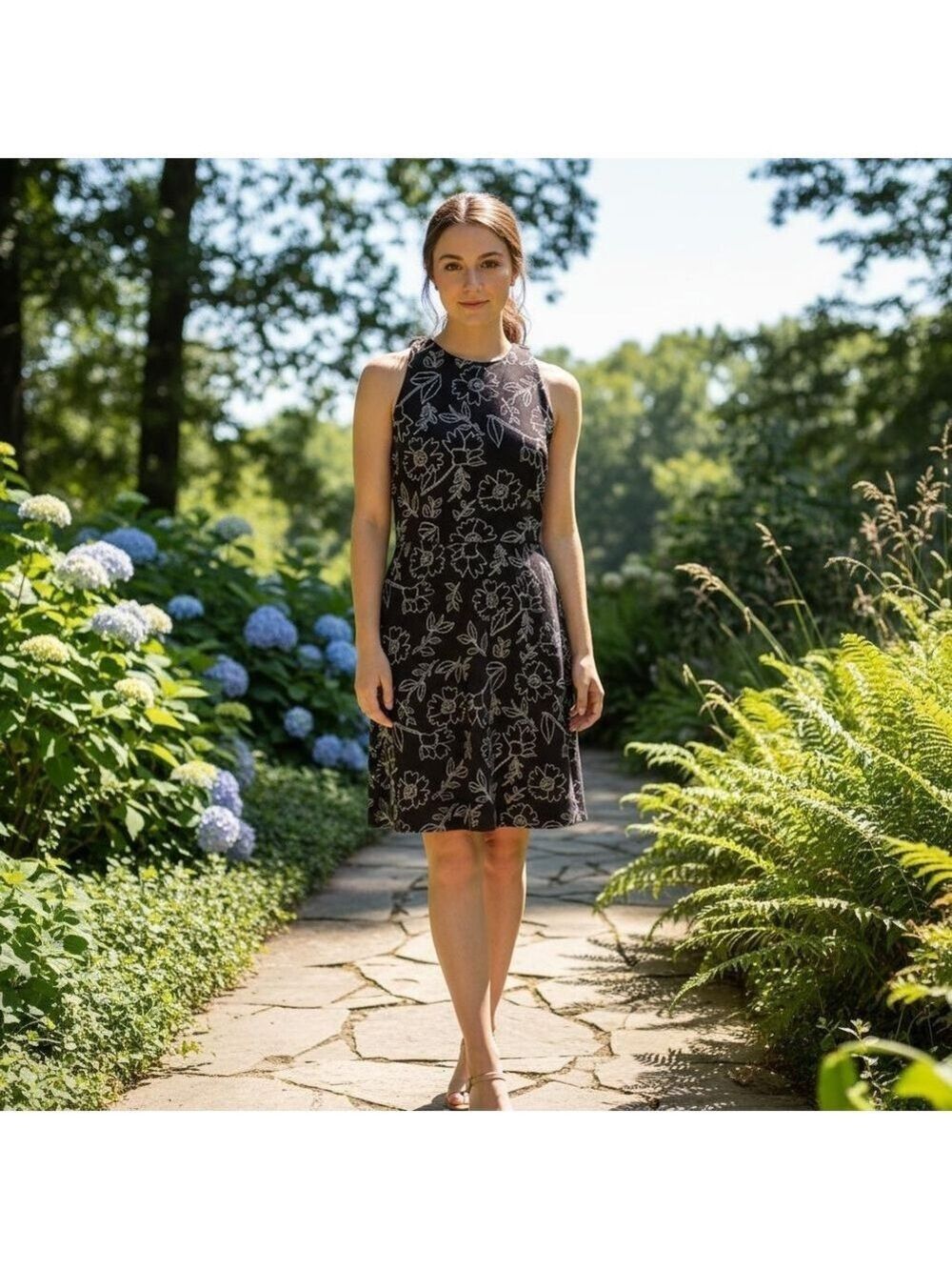 Ann Taylor Loft Black And White Floral Dress Size 6